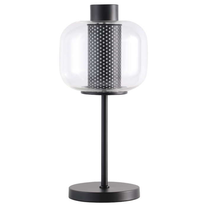 Ingrid 22-inch Glass Shade Bedside Table Lamp Black product image