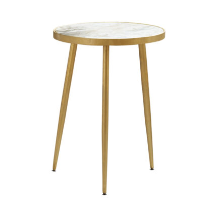 Acheson Round Marble Top Side Table White and Gold product image