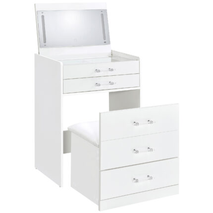Danbury 3-drawer Makeup Vanity & Stool Set White High Gloss product image