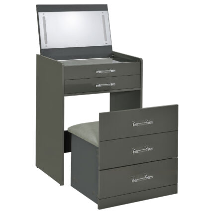 Danbury 3-drawer Makeup Vanity & Stool Set Grey High Gloss product image