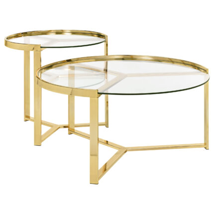 Delia 2-Piece Round Glass Top Nesting Coffee Table Gold product image