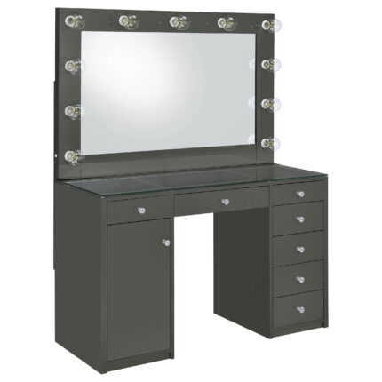 Acena 7-drawer Vanity Set with Lighting Grey High Gloss product image
