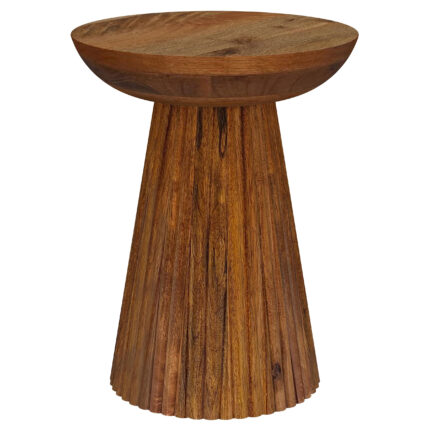 Aureo Round Solid Wood Accent Side Table Wild Honey product image