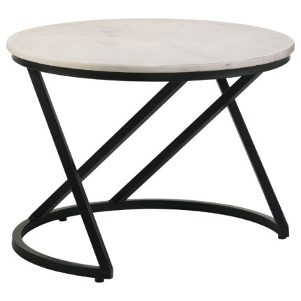 Miguel Round Marble Top Coffee Table White and Black product image