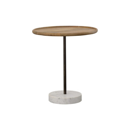 Ginevra Wood Top Marble Base Table Natural Brown and White product image