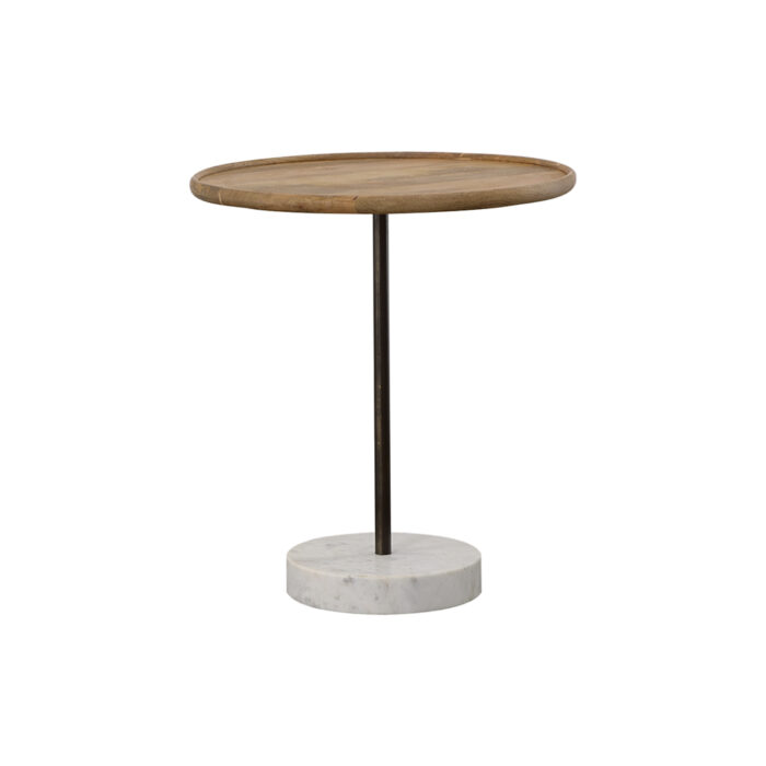 Ginevra Wood Top Marble Base Table Natural Brown and White product image