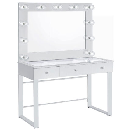 Umbridge 3-drawer Vanity Set with Lighting Chrome and White product image