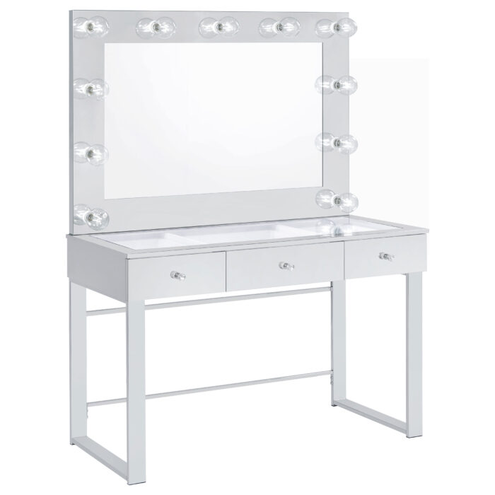 Umbridge 3-drawer Vanity Set with Lighting Chrome and White product image