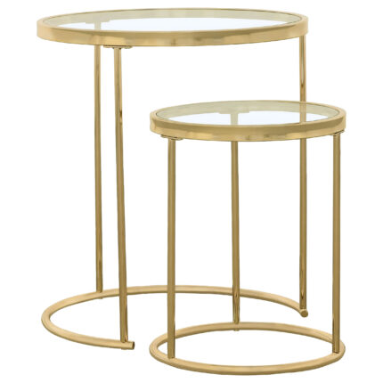 Maylin 2-piece Round Glass Top Nesting Table Set Gold product image