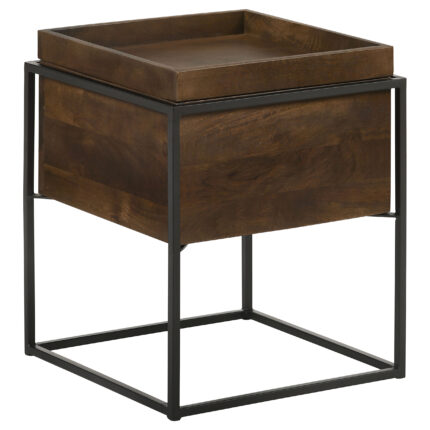 Ondrej Square Accent Side Table Removable Tray Dark Brown product image