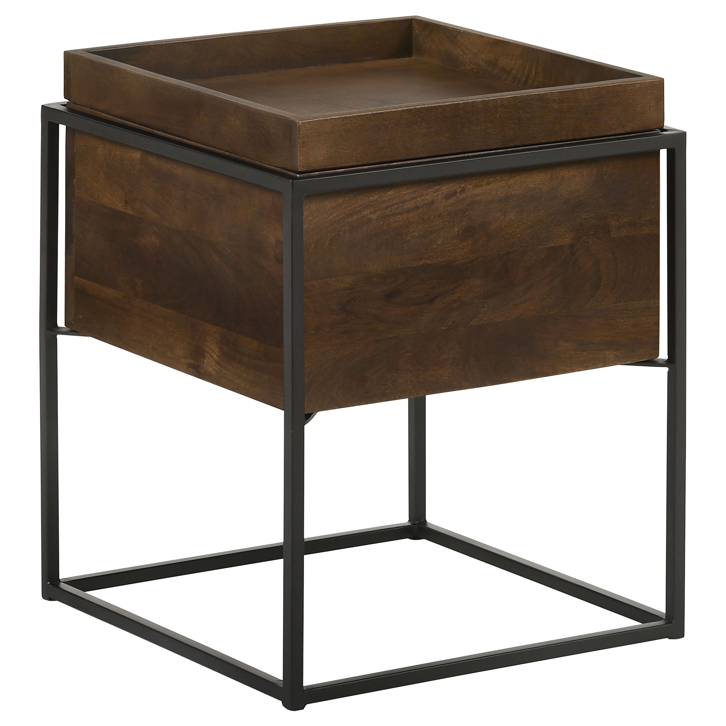 Ondrej Square Accent Side Table Removable Tray Dark Brown Ondrej Square Accent Side Table Removable Tray Dark Brown product image