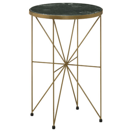 Eliska Round Green Marble Top Accent Side Table Antique Gold product image