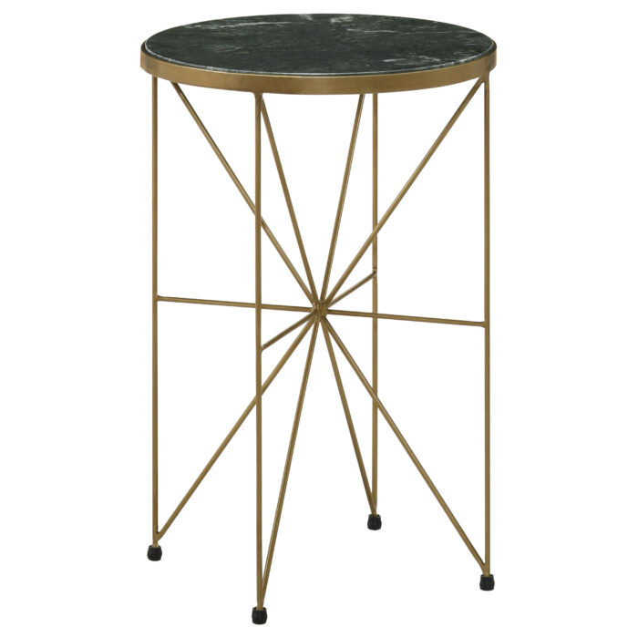 Eliska Round Green Marble Top Accent Side Table Antique Gold product image