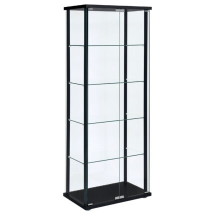 Delphinium 5-shelf Clear Glass Curio Display Cabinet Black product image