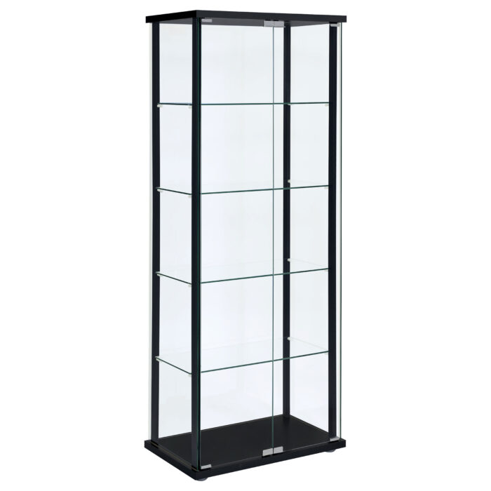 Delphinium 5-shelf Clear Glass Curio Display Cabinet Black product image