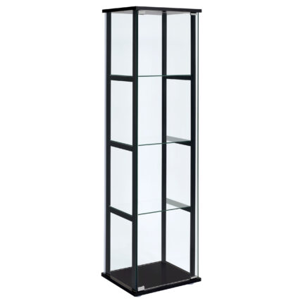 Cyclamen 4-shelf Clear Glass Curio Display Cabinet Black product image