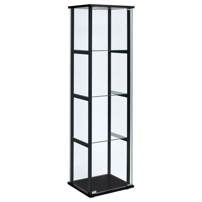 Cyclamen 4-shelf Clear Glass Curio Display Cabinet Black product image