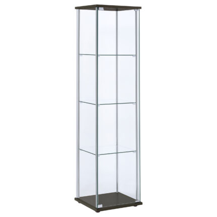 Bellatrix 4-shelf Clear Glass Curio Cabinet Cappuccino product image
