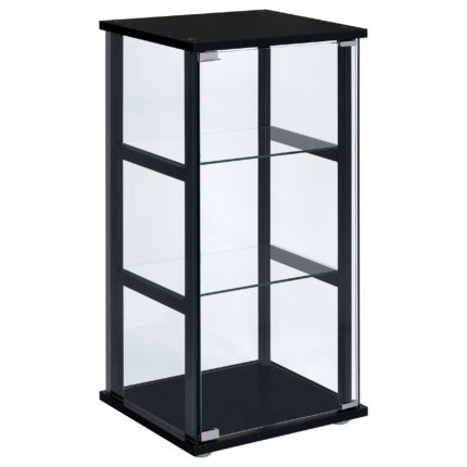 Cyclamen 3-shelf Clear Glass Curio Display Cabinet Black product image