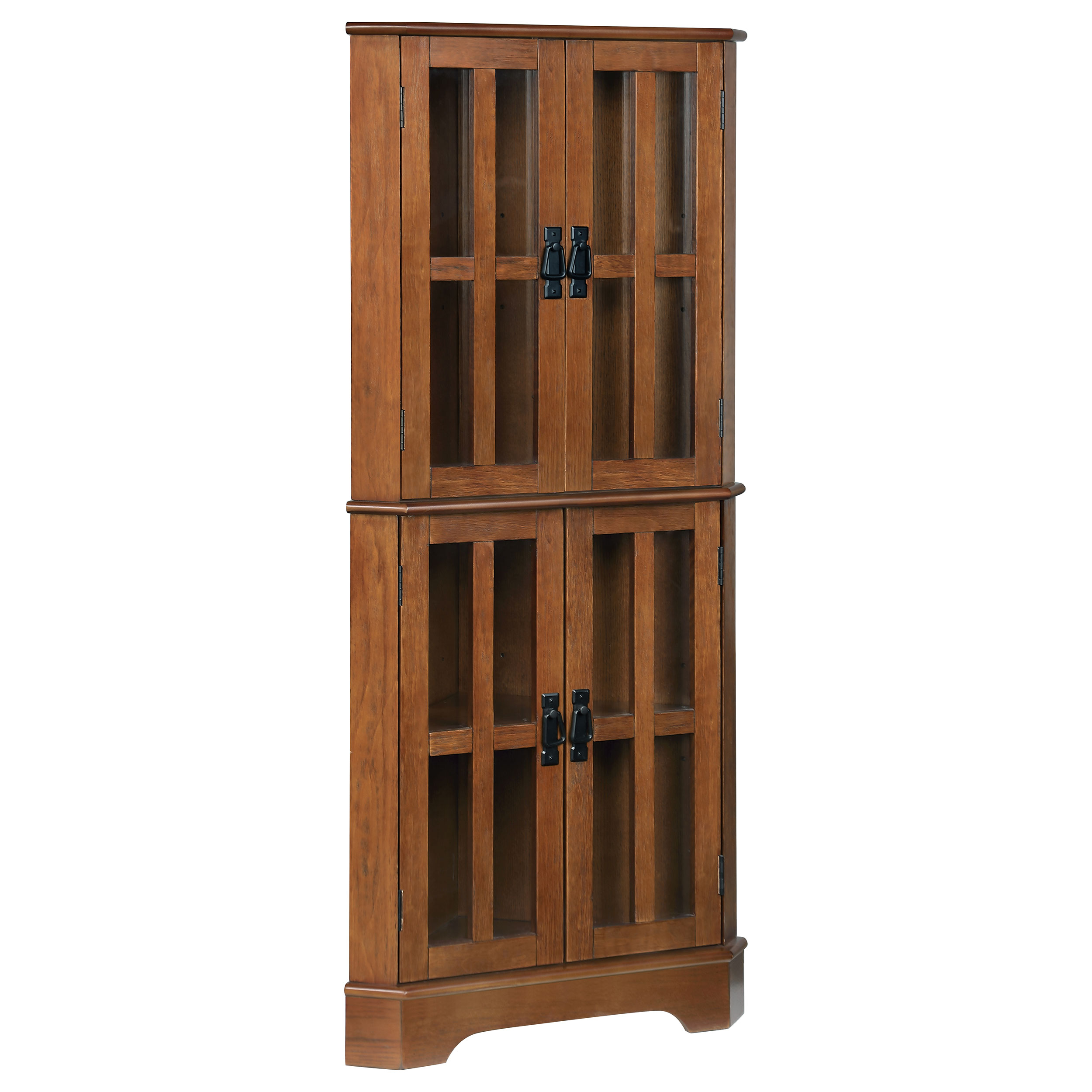 Coreosis 4-door Wood Corner Curio Cabinet Golden Brown Coreosis 4-door Wood Corner Curio Cabinet Golden Brown product image