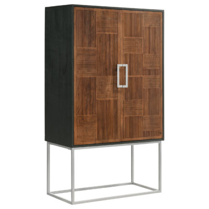 Borman 2-door Home Bar Cabinet Wine Storage Walnut and Black product image