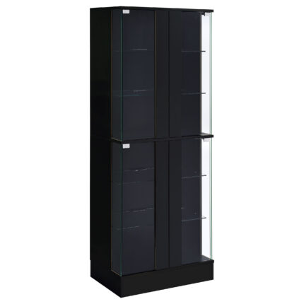 Cabra 4-door LED Curio Display Cabinet Black High Gloss product image