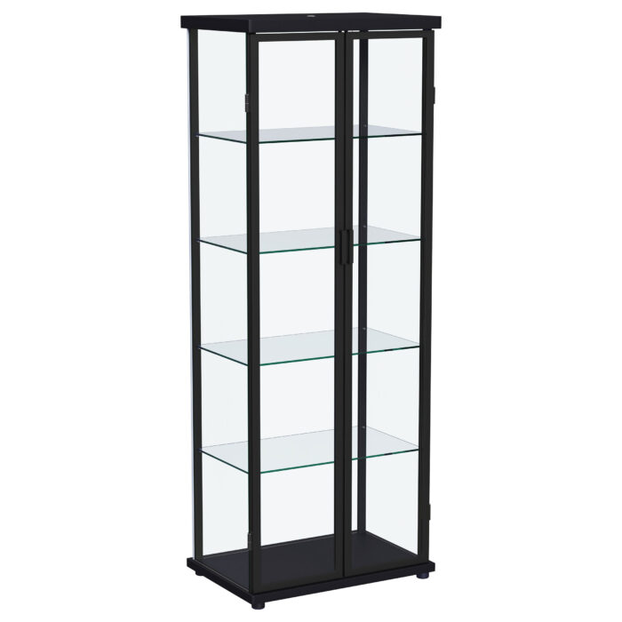 Aero 4-shelf Display Curio Cabinet with LED Lighting Black product image