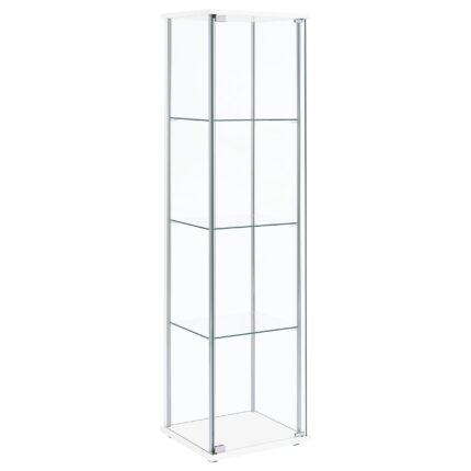 Bellatrix 4-shelf Clear Glass Curio Cabinet White product image