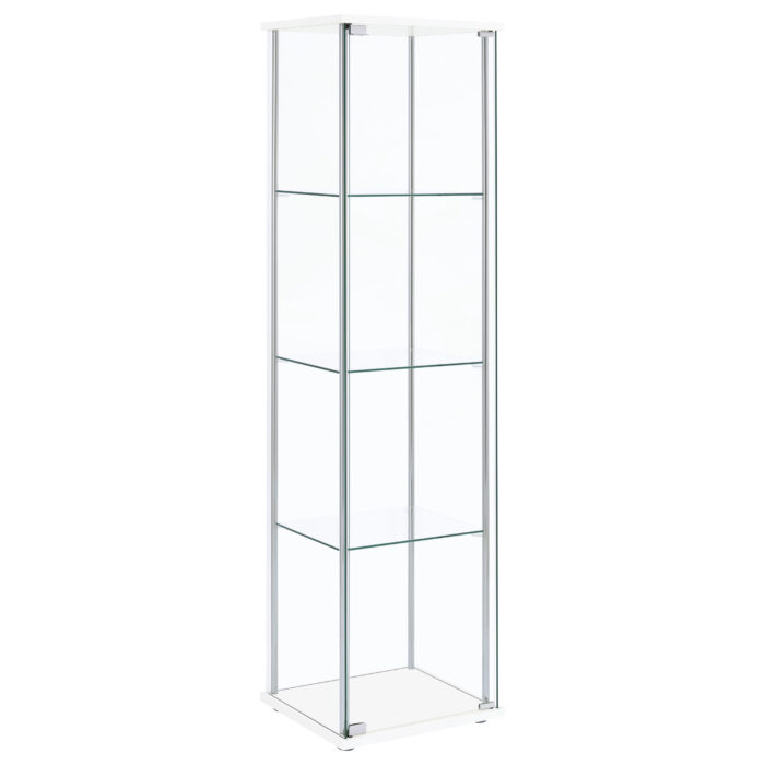 Bellatrix 4-shelf Clear Glass Curio Cabinet White product image