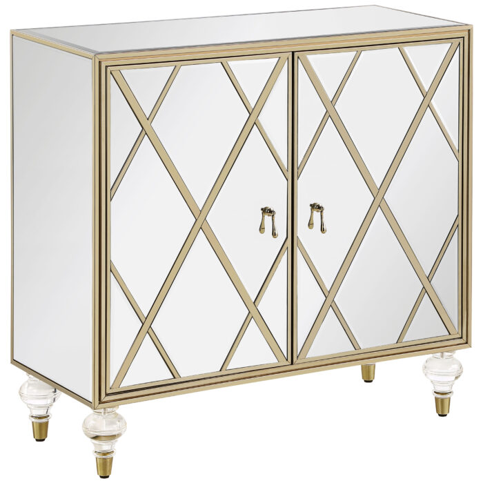 Astilbe 2-door Mirrored Accent Cabinet Silver and Champagne product image