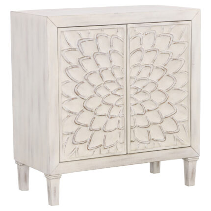 Clarkia Accent Cabinet with Floral Carved Door White product image