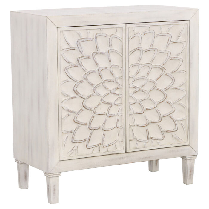 Clarkia Accent Cabinet with Floral Carved Door White product image