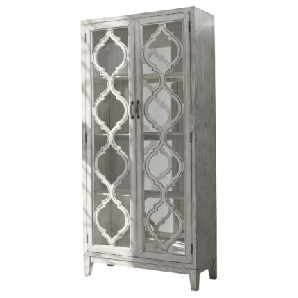 Mckellen 2-door Wood Trellis Tall Cabinet Distressed White product image