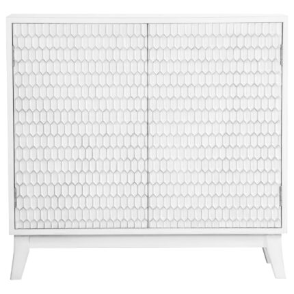 Gambon 2-door Wood Honeycomb Pattern Accent Cabinet White product image