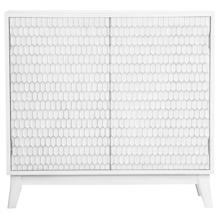 Gambon 2-door Wood Honeycomb Pattern Accent Cabinet White product image