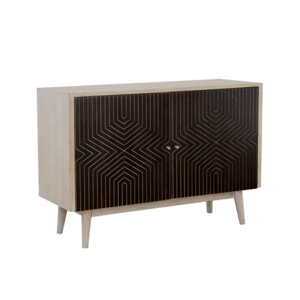 Ixora 2-door Wood Accent Cabinet White Washed and Black product image