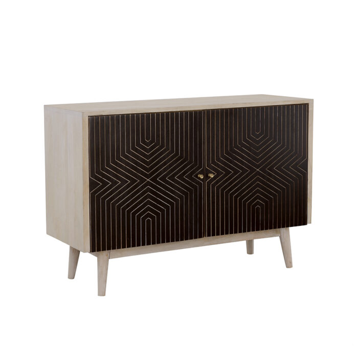 Ixora 2-door Wood Accent Cabinet White Washed and Black product image