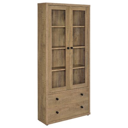 Hawthorne 4-shelf Glass Door Tall Cabinet with Drawers Mango product image