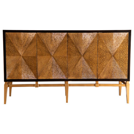 Zira 4-door Wood Parquet Storage Accent Cabinet Brown product image