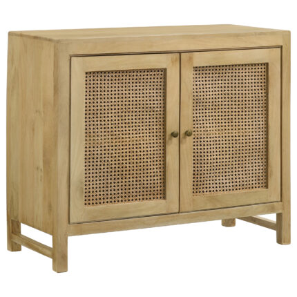 Zamora 2-door Wood Accent Cabinet with Woven Cane Natural product image
