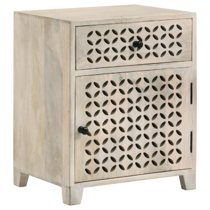 August 1-drawer Trellis Pattern Storage Cabinet White Washed product image