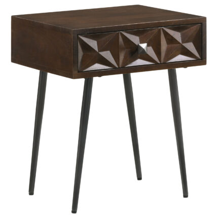 Ezra 1-drawer Rectangular Accent Side Table Coffee Brown product image