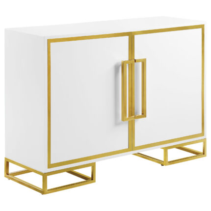 Elsa 2-door Wood Storage Accent Cabinet White and Gold product image