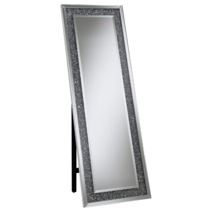 Carisi 22 x 61 Inch Faux Crystal LED Standing Mirror Silver product image