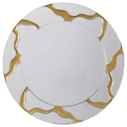Dorinda 36 x 36 Inch Round Kintsugi Style Wall Mirror Gold product image