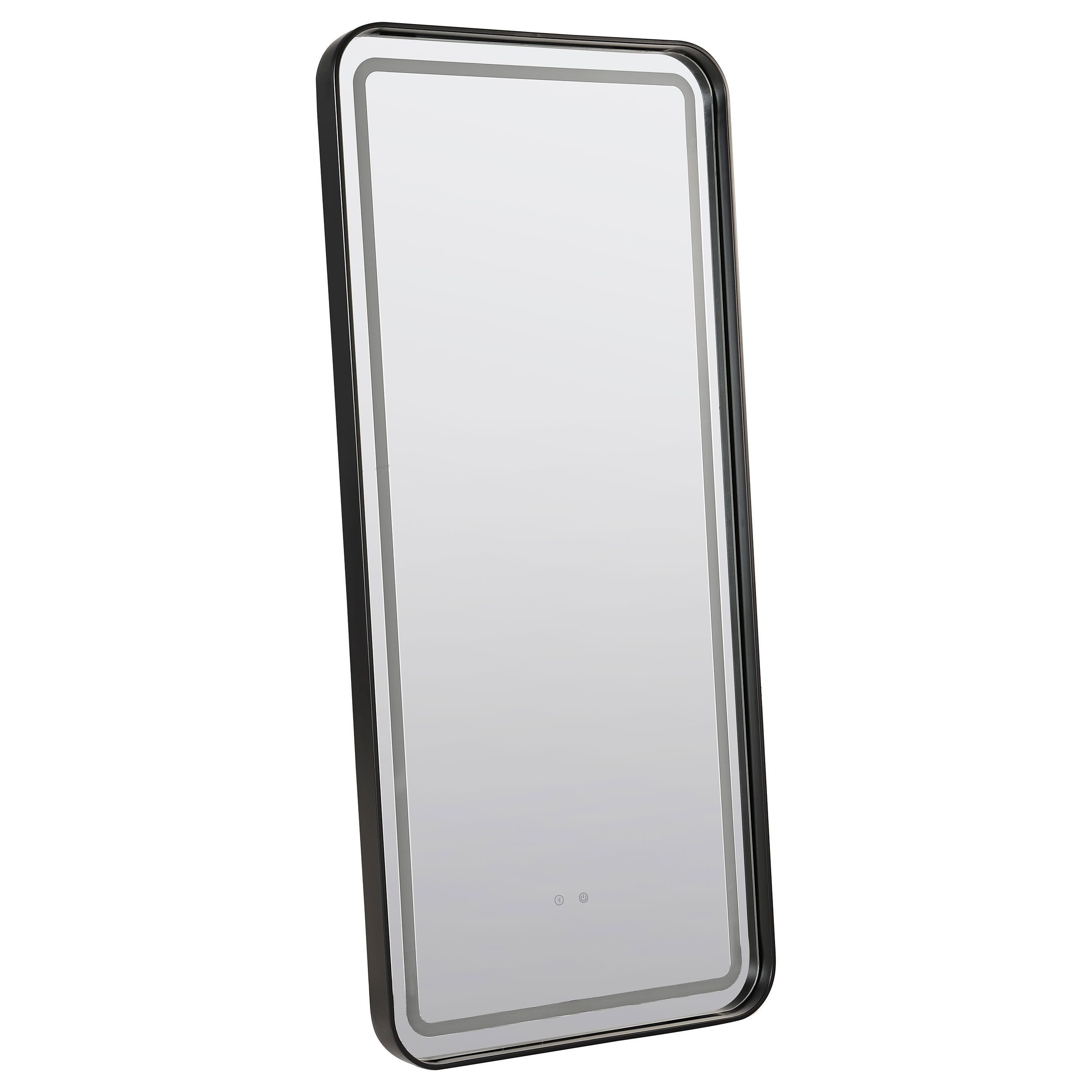 Glendora LED Standing Mirror with Bluetooth Speaker Black Glendora LED Standing Mirror with Bluetooth Speaker Black product image