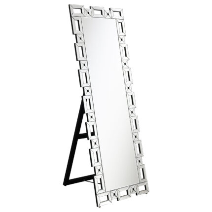 Tavin 24 x 65 Inch Geometric Frame Standing Mirror Silver product image