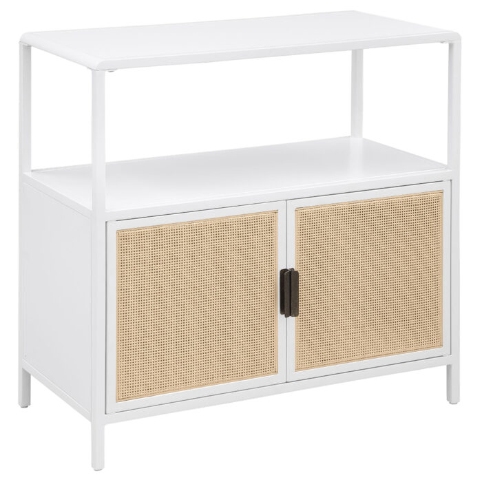 Amherst 2-door Radio Weave Cane Metal Accent Cabinet White product image