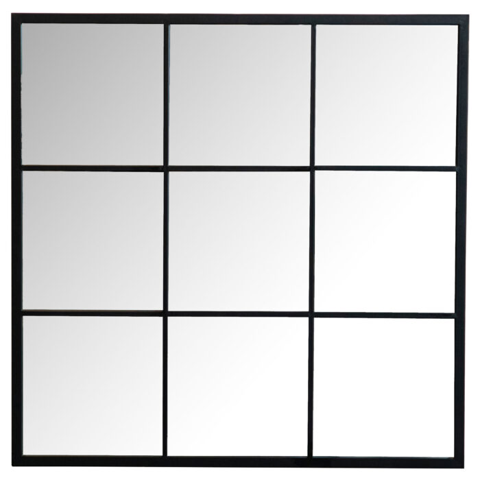 Quetzal 35 x 35 Inch Square Window Pane Wall Mirror Black product image