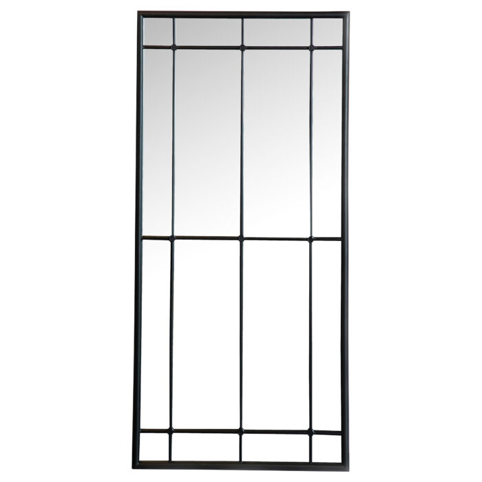 Annetta 24 x 52 Inch Window Pane Floor or Wall Mirror Black product image